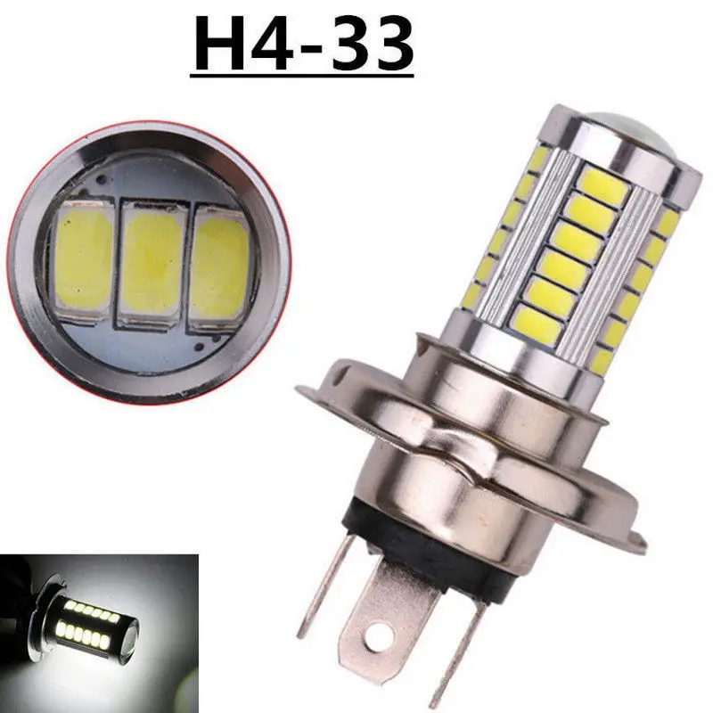 H4 5630 33SMD светодиодные лампы 8 Вт 12 в 800 лм Универсальный Автомобильный головной светильник, противотуманный светильник для мотоцикла, стояночный светильник для вождения, поворотная сигнальная фара