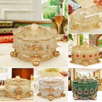 

European Luxury Home Decoration Resin Ashtray Glass Ashtray Livingroom Ornaments Cift Toothpick Storage Box Creative KTV Crystal