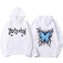 

Gothic Letter Butterfly Printed Sweater 2022 Valentine's Day New Fashion Casual Pullover Sweater Couple Colorful Fleece Jacket