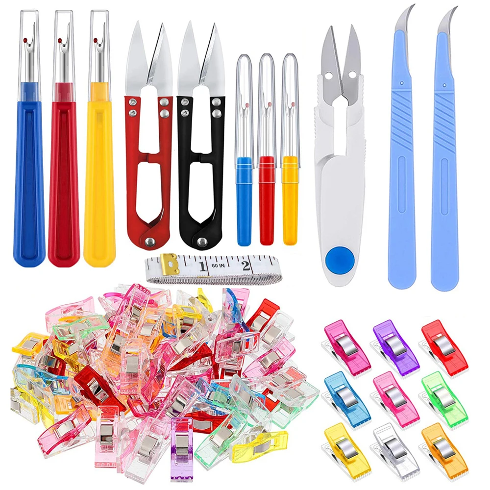 Kit de accesorios de costura de 21 piezas, pinzas de costura, cortador