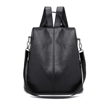 

2020 New PU Leather Anti-theft Backpack Lady Korean Fashion Backpack Black Backpack