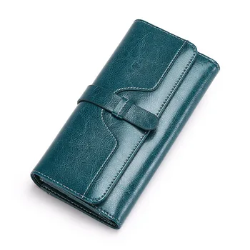 

2020 New Genuine Leather Women's Wallet Women's Long Ins Tide Retro Large-capacity Leather Clutch for Mobile Phone