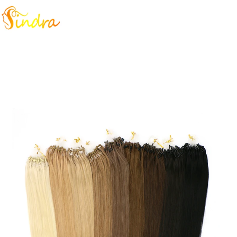 Sindra прямые петли Micro Ring Hair 100% человеческие link Remy наращивание волос 14 " 24" 50g