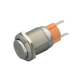 

Large Current 10A 16mm 19mm 2pin Panel Hole Metal Push Button Switch Power Flat High Head Self Locking/ Reset soldering IP67 1NO