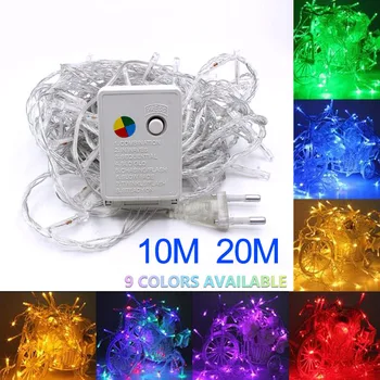 

String Light 100LED 10M 20M Christmas/Wedding/Party Decoration Lights garland AC 110V 220V outdoor Waterproof led lamp 9 Colors