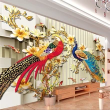 Beibehang индивидуальные большие фрески Мода обустройство дома 3D трехмерный рельеф двойной феникс Chengxiang фоне стены