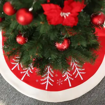 

35 inch Snowflake Xmas Tree Skirt Red Nov-woven New Year 2020 Christmas Home Decor Ornament
