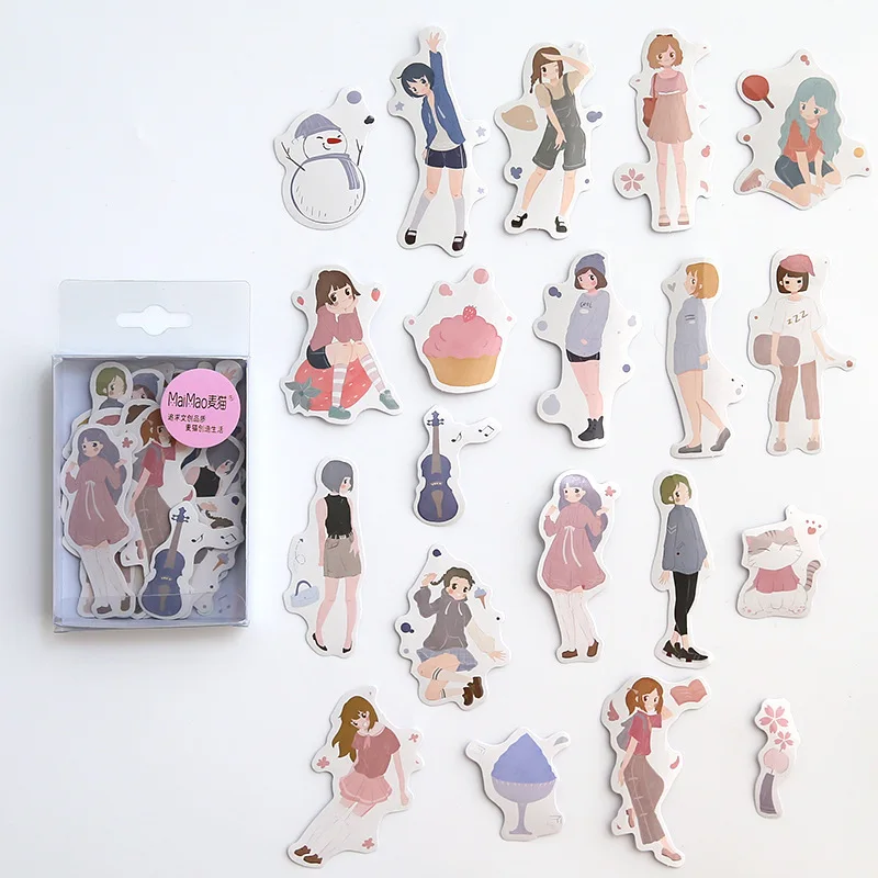ShaoNvYuShi 40 шт/1 лот Kawaii канцелярские наклейки дневник маленькие свежие декоративные наклейки для мобильного телефона Скрапбукинг DIY наклейки для рукоделия - Цвет: ShaoNvYuShi