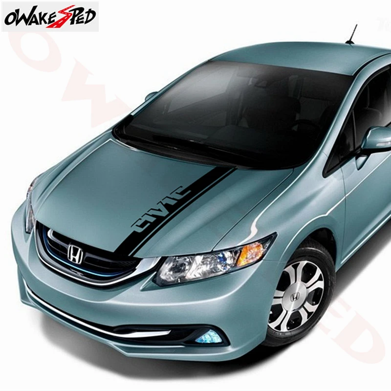 1 шт., автомобильная наклейка s Sport Stripes, стильный капот, крышка двигателя, Наклейка для Honda Civic, авто капот, наклейка, аксессуары, Виниловая наклейка