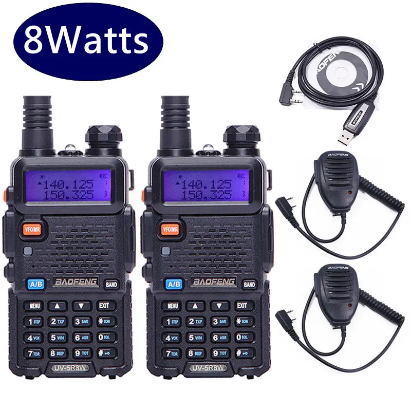 2PCS Baofeng UV-5R 8W High power 8Watts Powerful 10KM Walkie Talkie LONG RANGE CB Ham Radio VHF UHF Dual Band UV5R Two Way | Мобильные