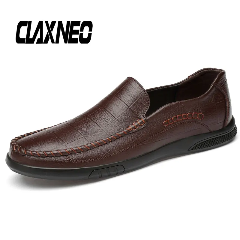 

CLAXNEO Man Shoes Leather Loafers Retro Vintage Male Moccasins Genuine Leather Casual Shoe Design Handmade Boat Footwear