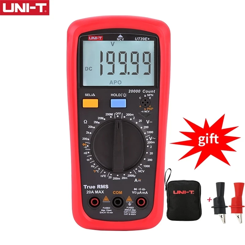 UNI-T UT39E + Высокоточный Ручной мультиметр True RMS Цифровой дисплей электрика с