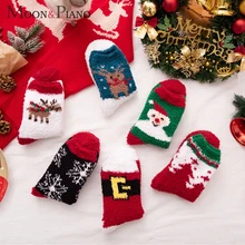 Коллекция года, женские рождественские носки женские новогодние теплые толстые носки из бархата кораллового цвета для девочек с изображением оленя женские носки со снеговиком и снежинками