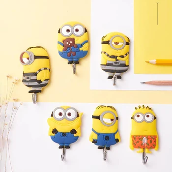 

9 Styles Cartoon Yellow People Home Door Hook Kids Kitchen Wall Hanger Decorative Sticker Hook Children Hooks For Hat Cloth