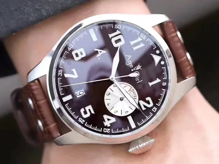 

Luxury Brand New Men Automatic Mechanical Silver Coffee Pilot Le Petit Prince 7 Day Power Reserve Brown Leather Gold Blue Watch