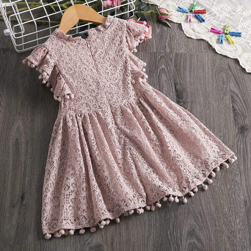 Summer Toddler Girls Lace Cake Dress Kids Sleeveless Floral Mesh Wedding Dresses Children Clothing For Baby Girls 3 to 8 Years