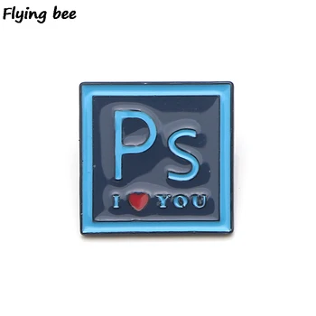 

20pcs/lot Flyingbee PS I LOVE YOU Letter Pin Brooch Enamel Pins For Shirt Backpack badge Personality Hat Pin Funny Jewelry X0148