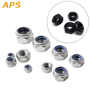 

50X M2 M2.5 M3 M4 M5 M6 304 Stainless Steel Carbon Steel Black Zinc-plated Hex Nylon Insert Lock Nut Self-locking Nylock Locknut
