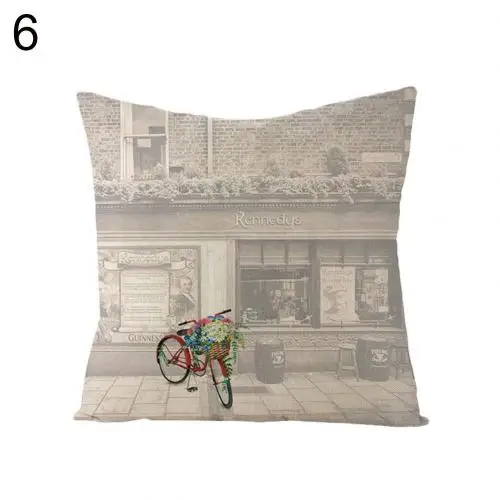 Мягкий льняной чехол для подушки с цветочным рисунком и изображением велосипеда и воздушных шаров - Цвет: 6