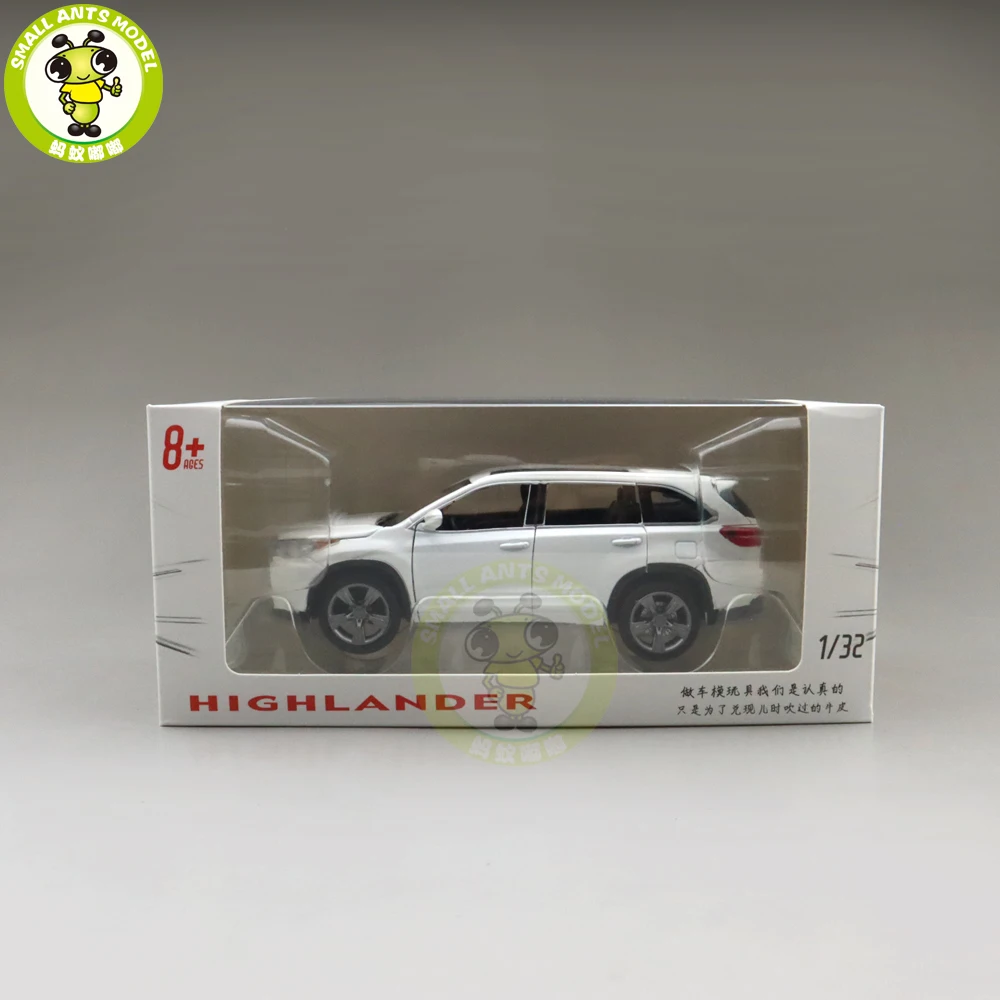 1/32 JACKIEKIM Highlander SUV Diecast Metal Model CAR Toys for kids children Sound Lighting Pull Back gifts - Цвет: White(with box)
