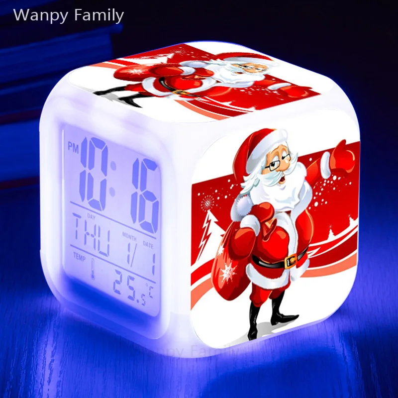 SantaClausChristmasLEDAlarmClocksFlashinglightAlarmClockFor