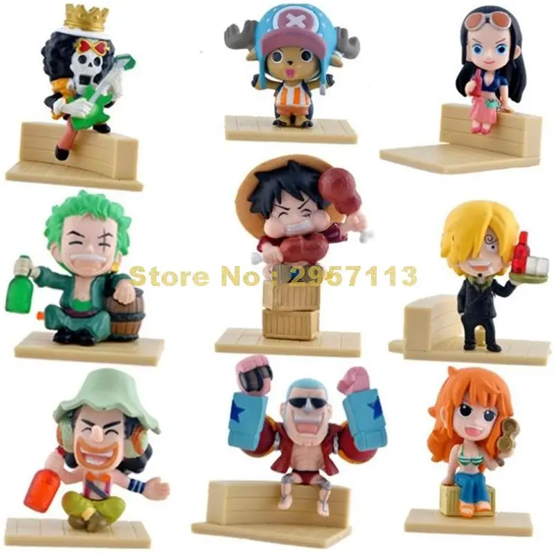 Аниме 9 шт./лот цельный кусок 59th luffy nami zoro chopper robin brook usopp franky sanji экшн-фигурка брелок