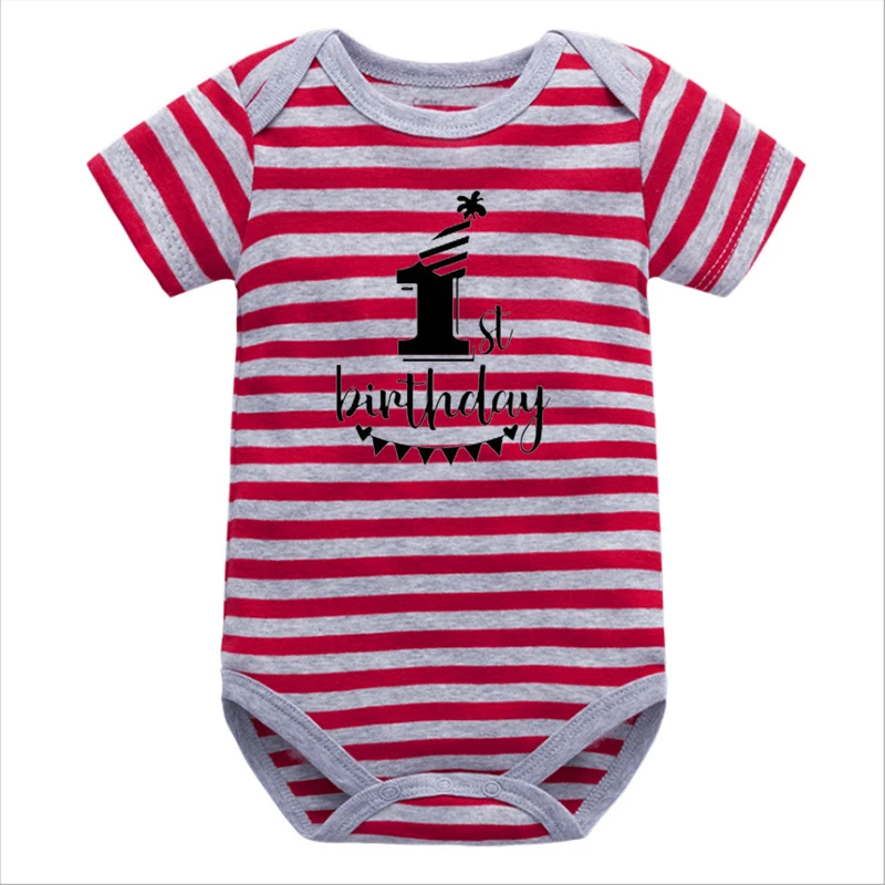 1st на день рождения для маленьких девочек Onesie 2021 Модная хлопковая Одежда