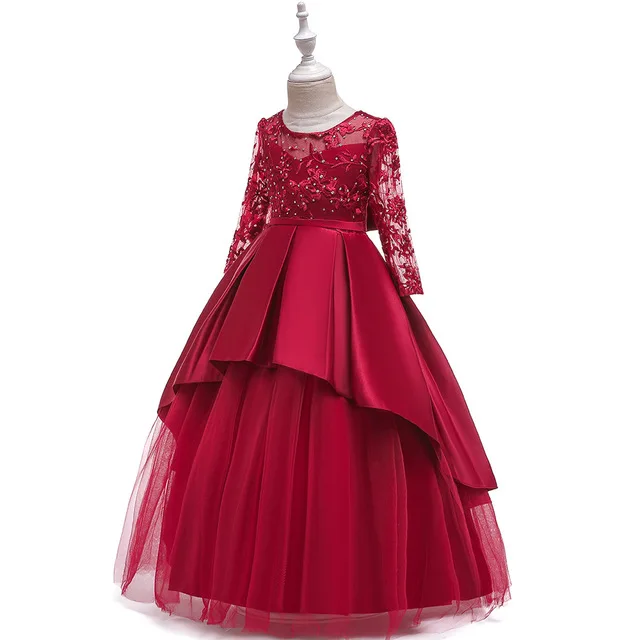 Высококачественное кружевное платье с блестками для девочек на свадебную вечеринку, одежда для девочек вечерние платья принцессы, праздничное платье для девочки, костюмы