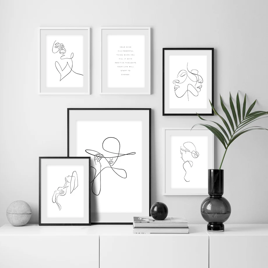 

Abstract Line Drawing Girl Quote Wall Art Print Canvas Painting Nordic Canvas Posters And Prints Wall Pictures For Living Room