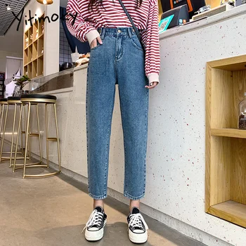 

Mom jeans woman plus size high waist denim pants Loose Vintage Washed Harem Pants boyfriend jeans for women 2020 korean fashion