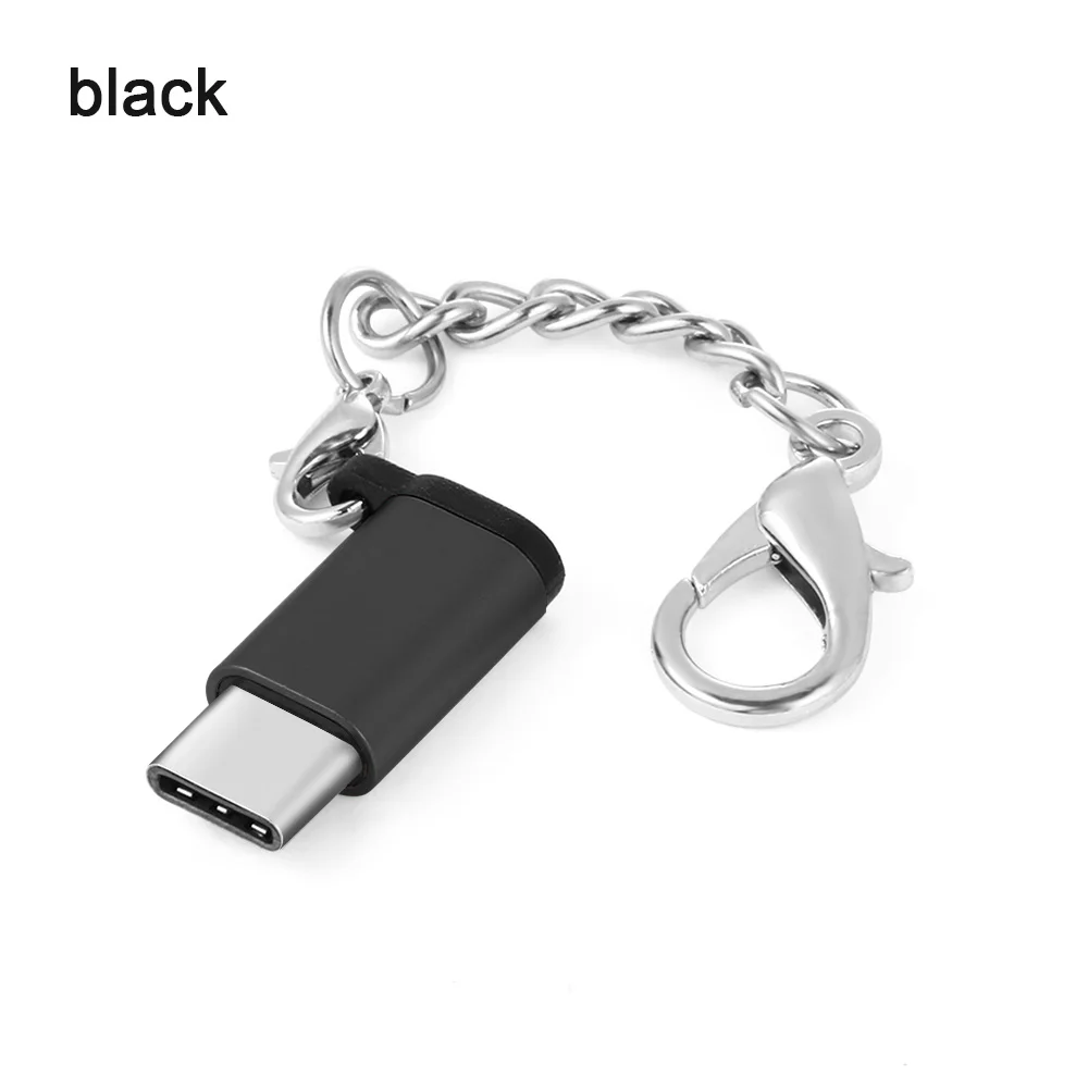 1 шт. type C OTG адаптер Micro USB Женский USB-C Мужской USB 3,1 конвертер адаптер для Android huawei шнур для связки ключей аксессуары для телефонов - Цвет: Black