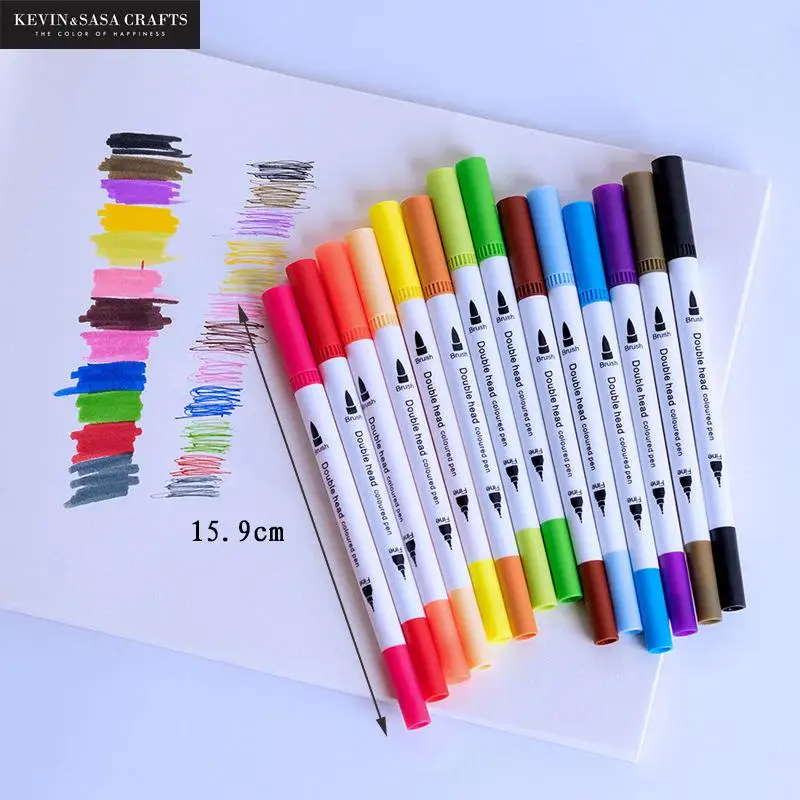 12 24 36 48 60 100 cores conjunto ponta dupla arte marcador caneta artigos de papelaria