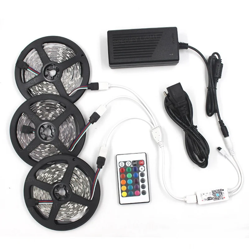 5M 10M 15M 20M RGB LED Stripe Light SMD 5050 IP65 Waterproof RGB Tape DC12V Ribbon Diode Flexible LED Strips Flexible Kit 24 Key Remote Controller (7)