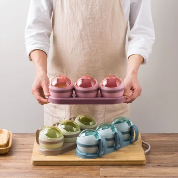 

3Pcs/Set Seasoning Box Spice Jar Box Set Salt Pepper Container Can Spice Organizer Condiment Set Kitchen Spice Container Bottles