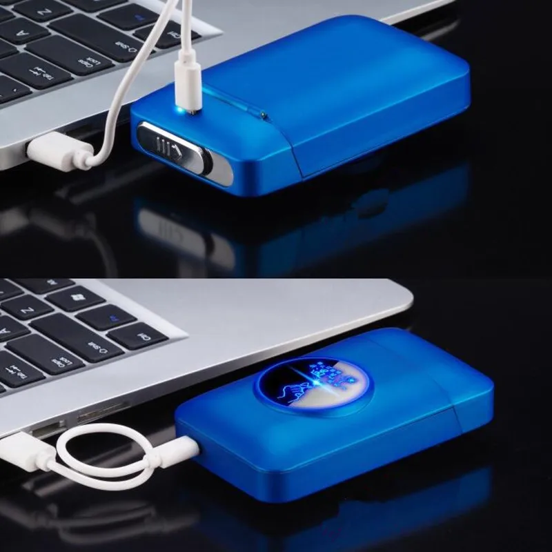 New-USB-recharge-lighter-and-cigarette-box-case-Creative-Graphic-LED-display-USB-charging-Windproof-flameless (3)