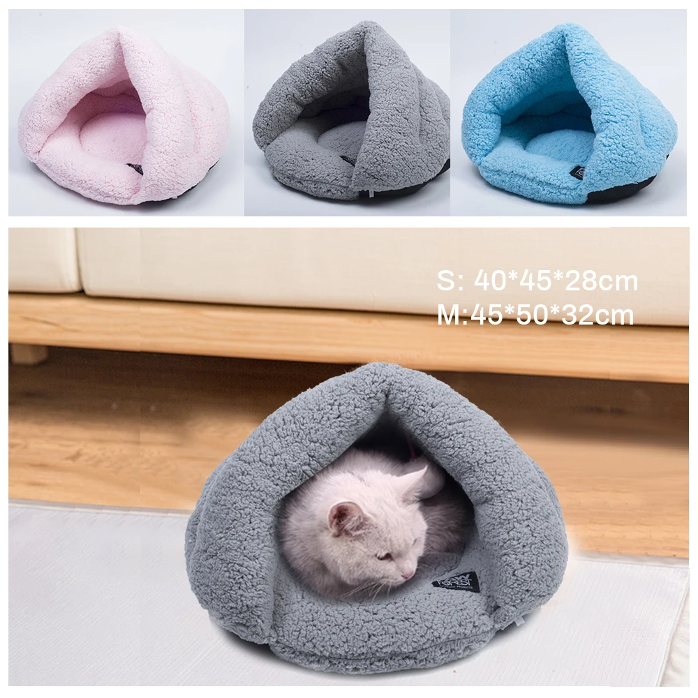 

nter Warm Pets Pad Tent Soft Fleece Thicken Nest Pet Cat Small Dogs Puppy Kennel Bed Kitten Cave Sleeping Bag Puppy House