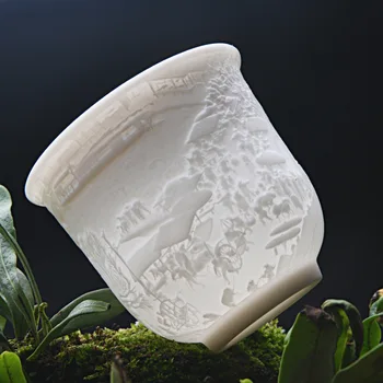 

Vintage Cashmere Jade Porcelain China Tea Set Cup Chinese White Relief Coffee Water Tea Cup Home Decoration Accessories Crockery