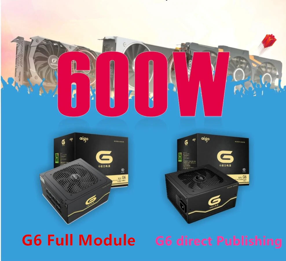 PSU для Aigo Intel ATX 12 В RTX 2000 GTX1060 1070 активный PFC электрическая игра источник питания Номинальная 600 Вт Пиковая 700 Вт источник питания G6
