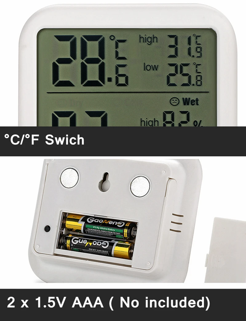 Цифровой измеритель температуры и влажности, домашний гигрометр, термометр, метеостанция с часами
