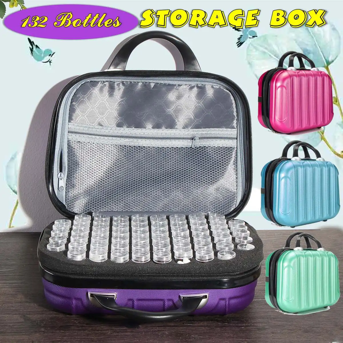 

4 Colors 132 Bottles Diamond Painting Cross Stitch Accessories Tool Box Container Diamond Storage Bag Case Embroidery Mosaic