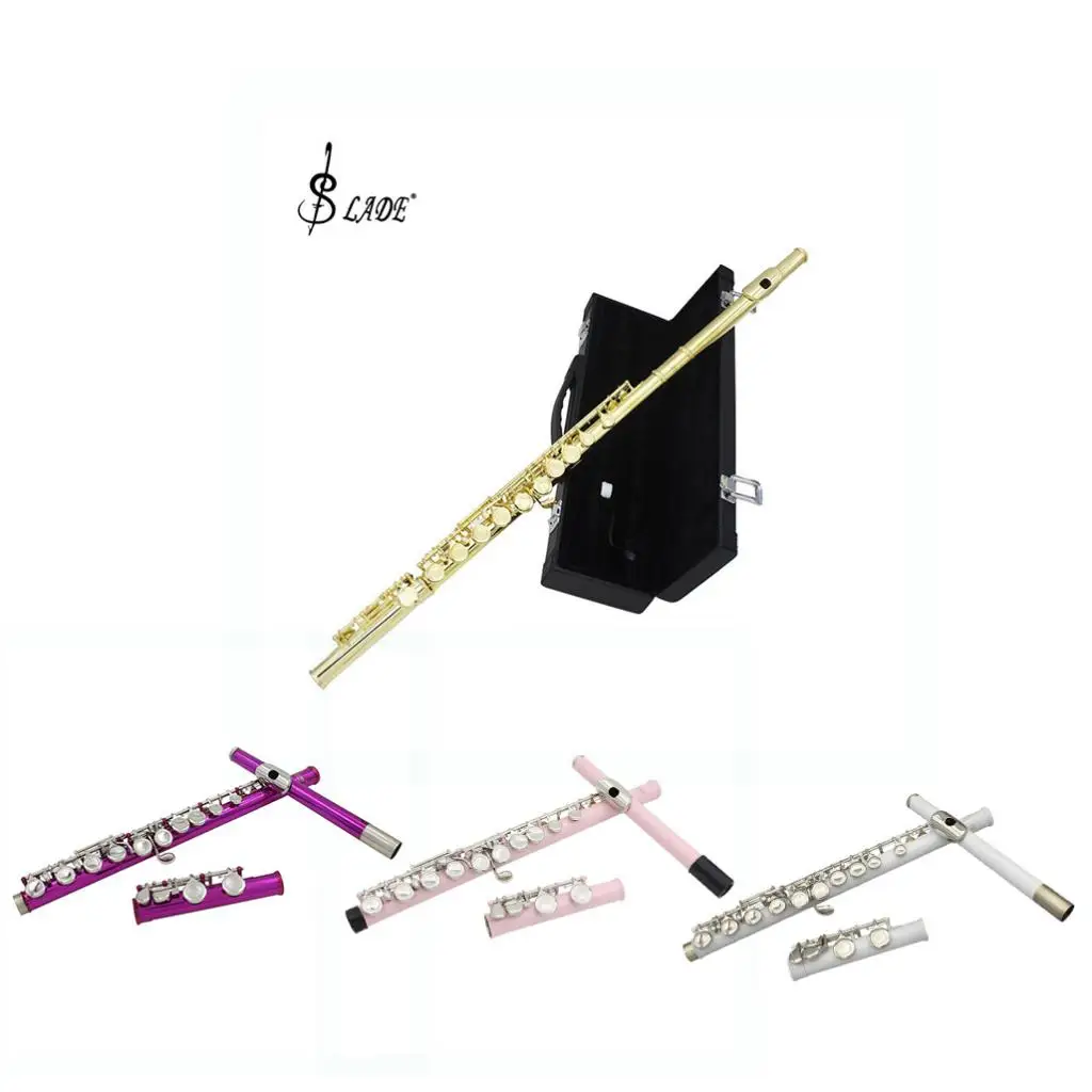 LADE 16 Closed Hole C Key Flute with Cleaning Cloth Stick Screwdriver Padded Box for Beginner Students Gift