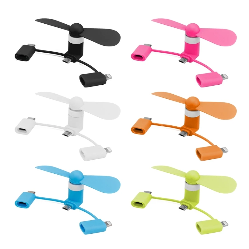 3-In-1 Mini Mobile Phone Fan Portable Ponsel Fan Hemat Energi Tak Bersuara Kreatif USB Kipas Kecil untuk perjalanan Luar Ruangan Kantor