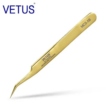 Подлинный Пинцет «VETUS» Пинцет для наращивания ресниц из нержавеющей стали Сверхтонкий Высокоточный анти кислотные пинцеты антистатические - Цвет: 5B-Gold