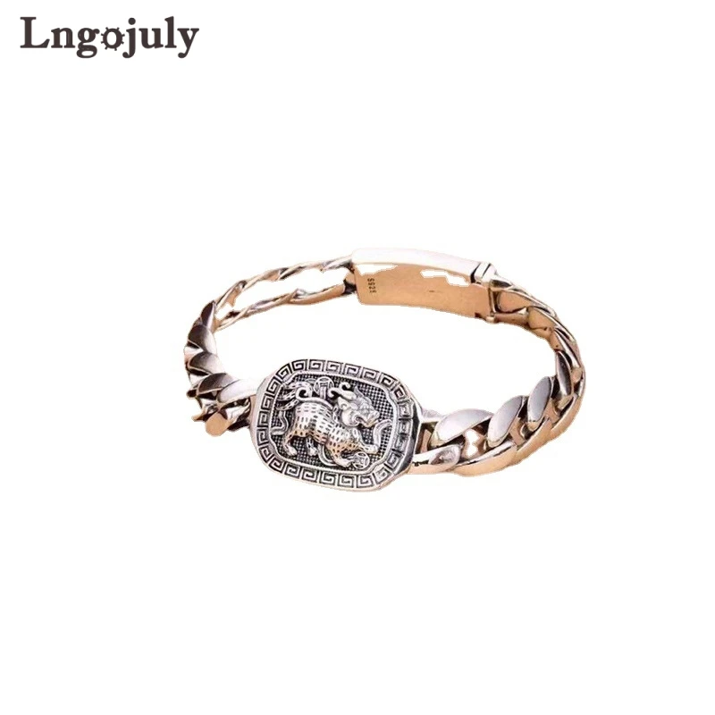 

Благородный мужской браслет, Изящные Ювелирные изделия, 100% раньше, серебряный браслет для мужчин, подлинные браслеты в стиле панк-рок, серебряный браслет 925 пробы, ювелирные изделия