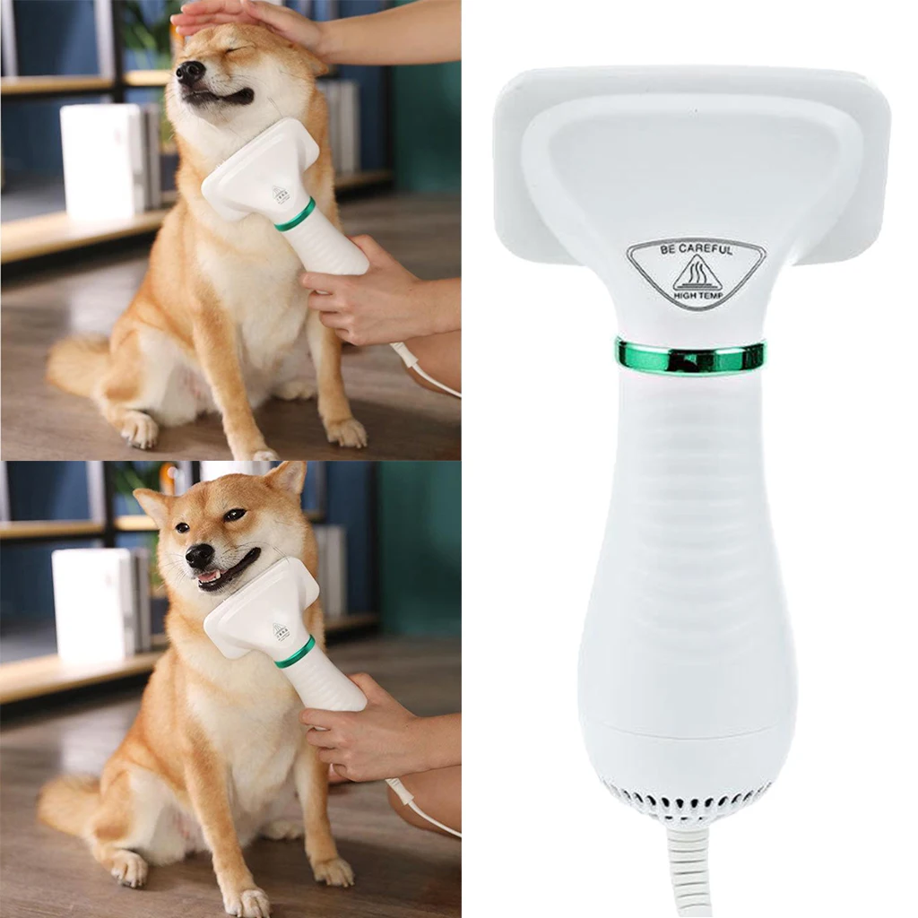 Portable 2-in-1 Pet Hair Dryer Dogs Cats Bathing Blow Brush Home EU Plug