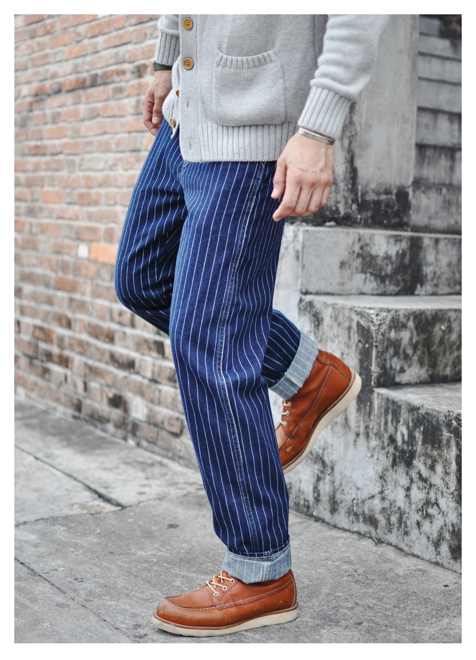 blue striped jeans men