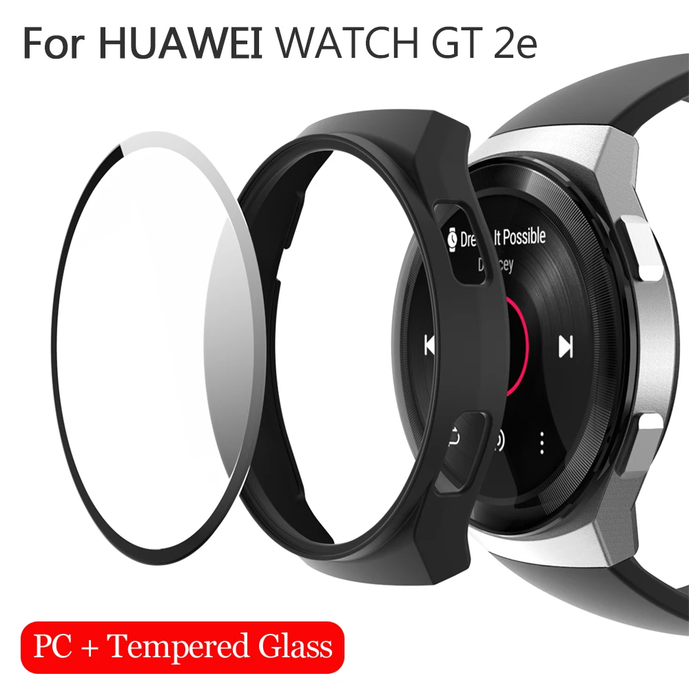 Case Screen-Protector Huawei Watch Luxury Tempered-Glass with 9H Ultra-Thin Full-Cover-Case