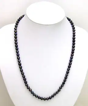 

Qingmos Natural Freshwater Black Pearl Necklace for Women with 7-8mm AA Round Genuine Pearl Chokers 17" Jewelry nec5448