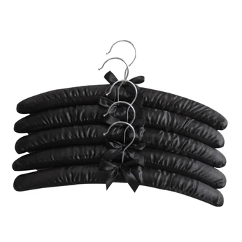 

15 Inch Large Satin Padded Hangers,Silk Hangers for Wedding Dress Clothes,Coats,Suits,Blouse (Black,5 Pack)