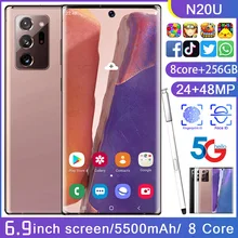N20U Smartphone FullScreen 8-core 256GB Enough Power Android 10 Snapdragon 865+ Finger Face ID Dual Camera 4G Smart Mobile Phone